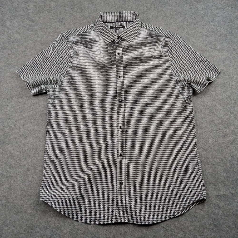 Karl Lagerfeld Paris Shirt Mens Medium Checked Houndstooth Button Front